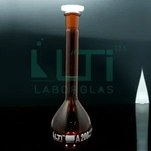 2730-AMBER GLASS VOLUMETRIC FLASK WITH POLYETHYLENE STOPPER, CLASS A, SERIALIZED WITH INDIVIDUAL CERTIFICATE ASTM E-288