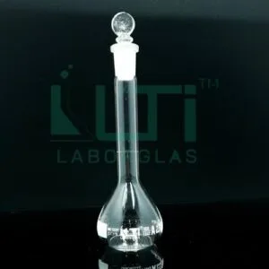 2920-CLEAR GLASS WIDE MOUTH VOLUMETRIC FLASK WITH SOLID GLASS STOPPER, CLASS A, SERIALIZED WITH INDIVIDUAL CERTIFICATE ASTM E-288
