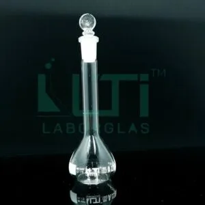 2943-CLEAR GLASS, NARROW MOUTH VOLUMETRIC FLASK WITH SOLID GLASS STOPPER, CLASS A, SERIALIZED WITH INDIVIDUAL CERTIFICATE, ASTM E-288