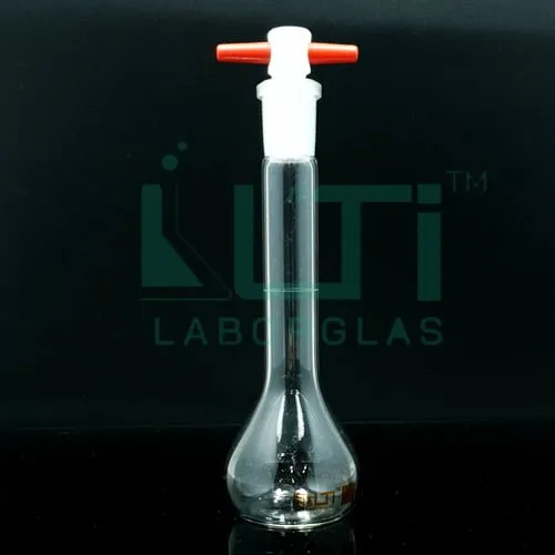 2944-CLEAR GLASS, NARROW MOUTH VOLUMETRIC FLASK WITH PTFE STOPPER, CLASS A, SERIALIZED WITH INDIVIDUAL CERTIFICATE, ASTM E-288