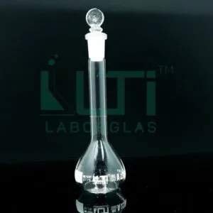 3007-CLEAR GLASS, NARROW MOUTH VOLUMETRIC FLASK WITH SOLID GLASS STOPPER, CLASS A WITH BATCH CERTIFICATE (USP)
