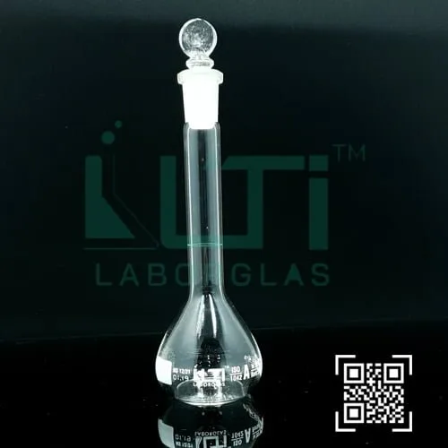 3095-CLEAR GLASS, QR. CODED VOLUMETRIC FLASK WITH GLASS STOPPER, CLASS A, USP STANDARD WITH BATCH CERTIFICATE