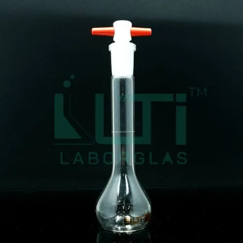3110-CLEAR GLASS VOLUMETRIC FLASK WITH PTFE STOPPER, CLASS A, USP STANDARD WITH BATCH CERTIFICATE