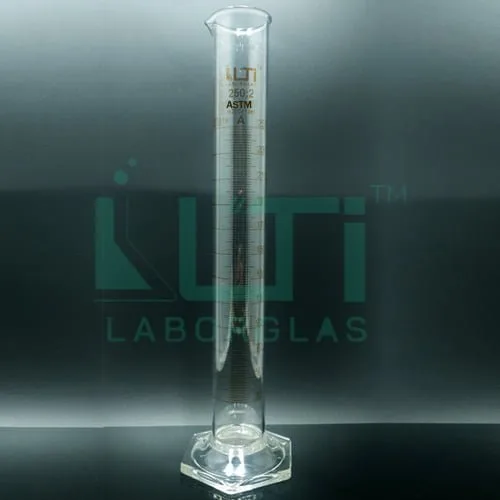 3700-CLEAR GLASS, Measuring Cylinder Graduated Class A, Hex Base, Unserialized