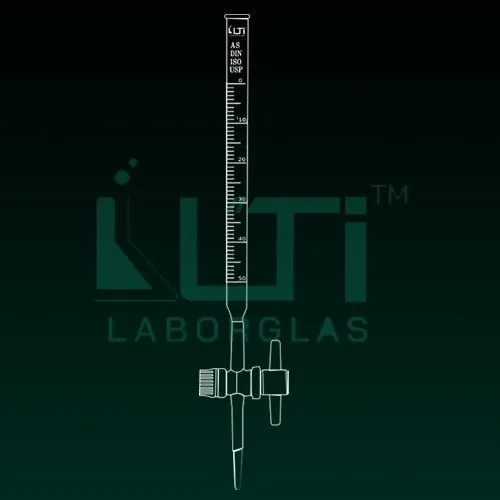 4220-CLEAR GLASS CLASS AS BURETTE, PTFE KEY STOPCOCK WITH BATCH CERTIFICATE DIN/ISO, USP