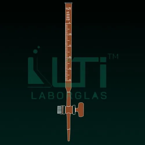 4310-AMBER GLASS CLASS AS BURETTE, GLASS STOPCOCK WITH INDIVIDUAL CERTIFICATE DIN/ISO, USP