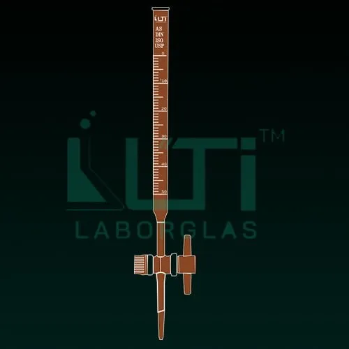 4330-AMBER GLASS CLASS AS BURETTE, PTFE KEY STOPCOCK WITH INDIVIDUAL CERTIFICATE DIN/ISO, USP