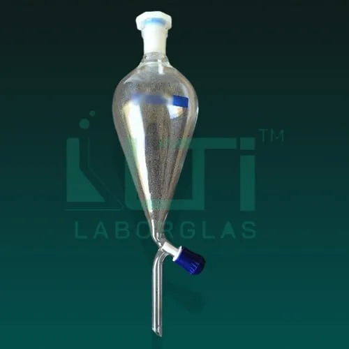 6880-Separating Funnel, Squibb shape, Without  Graduation, With Needle valve Stopcock, ISO