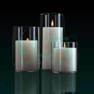 8380-Borosilicate Glass Cylinder Vase Chimney Lampshade Candle Holder (Clear)